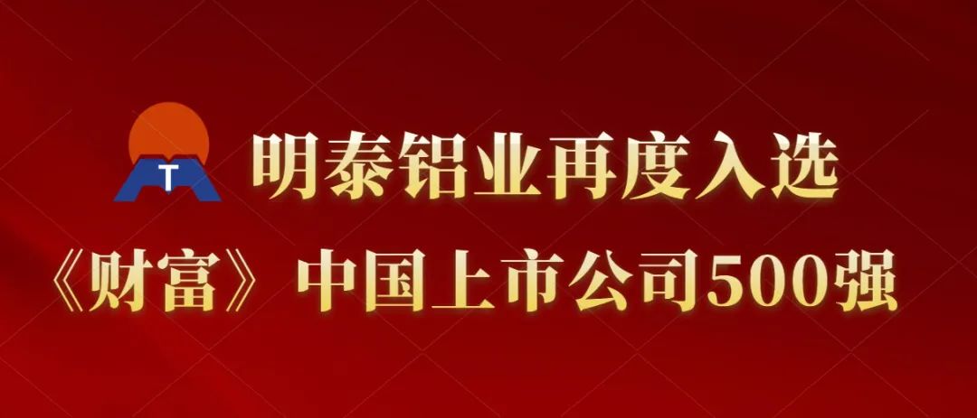 大发国际铝业再度入选《财富》中国上市公司500强！